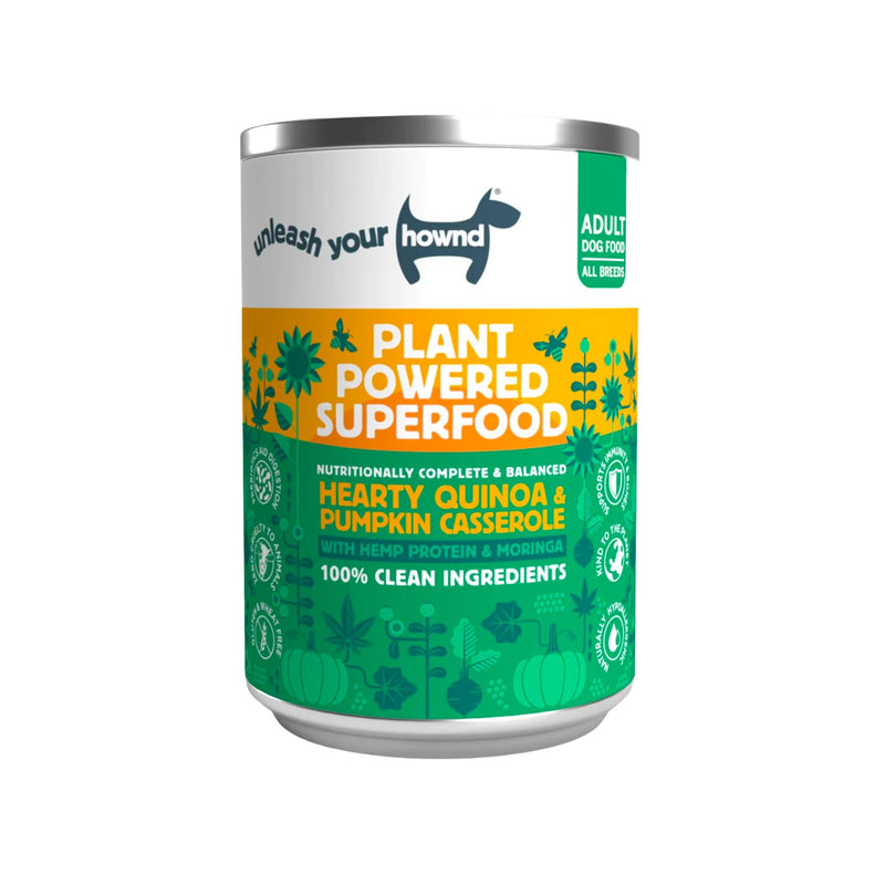 one tin of HOWND - Hearty Quinoa & Pumpkin Casserole  - Vegan Dog Food (375g)